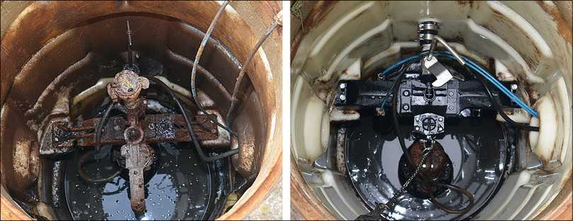 Sanierung des Schachtinnenlebens von Kunststoffschächten: Die korrodierten Armaturen wurden durch das Austauschset ersetzt, PKS-Schacht und MultiCut-Pumpe sind weiterhin im Einsatz. | Foto: Jung Pumpen GmbH