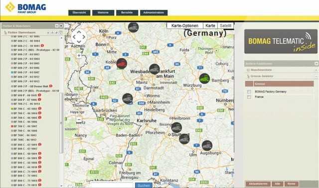 Dank der neuen AEMP-Schnittstelle sprechen endlich alle Maschinen die gleiche Sprache. Die Plattformen der Hersteller – wie hier Bomags „Telematic“ – müssen dadurch etwas weniger häufig aufgerufen werden. Überflüssig werden sie aber nicht. | Foto: Bomag Dank der neuen AEMP-Schnittstelle sprechen endlich alle Maschinen die gleiche Sprache. Die Plattformen der Hersteller – wie hier Bomags „Telematic“ – müssen dadurch etwas weniger häufig aufgerufen werden. Überflüssig werden sie aber nicht. | Foto: Bomag