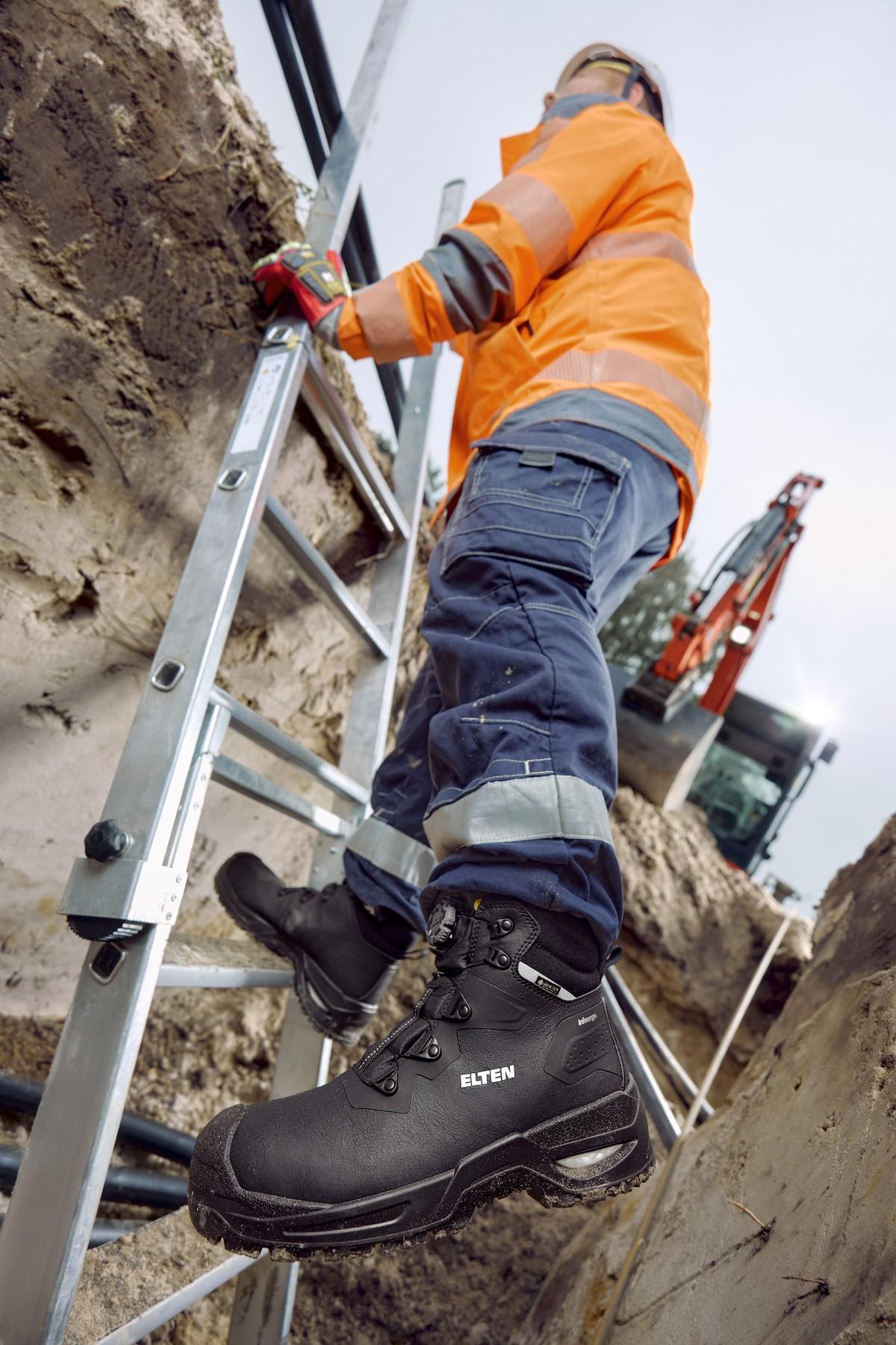 Die grobstollige "Wellmaxx Safety-Grip"-Sohle bietet guten Halt auch auf Leitern. | Foto: Elten