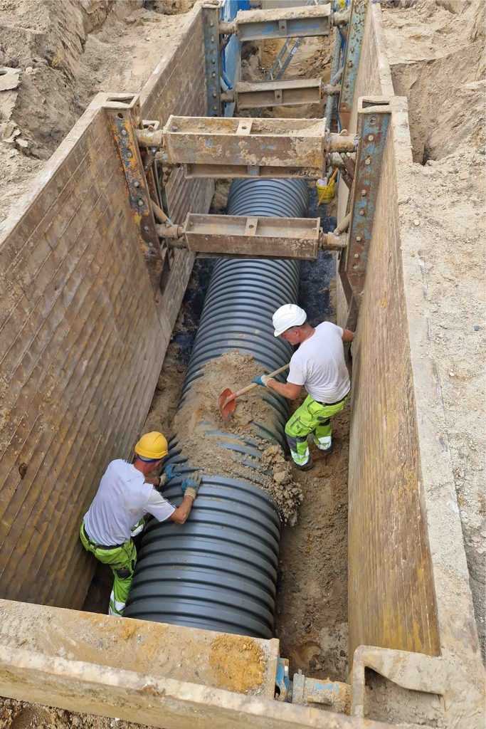 Zum Einsatz kamen in Sendenhorst DWCor 3000-Kanalrohre der Nennweite DN 1000. Sie sind biegeweich und eignen sich dadurch bestens für den Einsatz unter Verkehrslasten. | Foto: Funke Kunststoffe