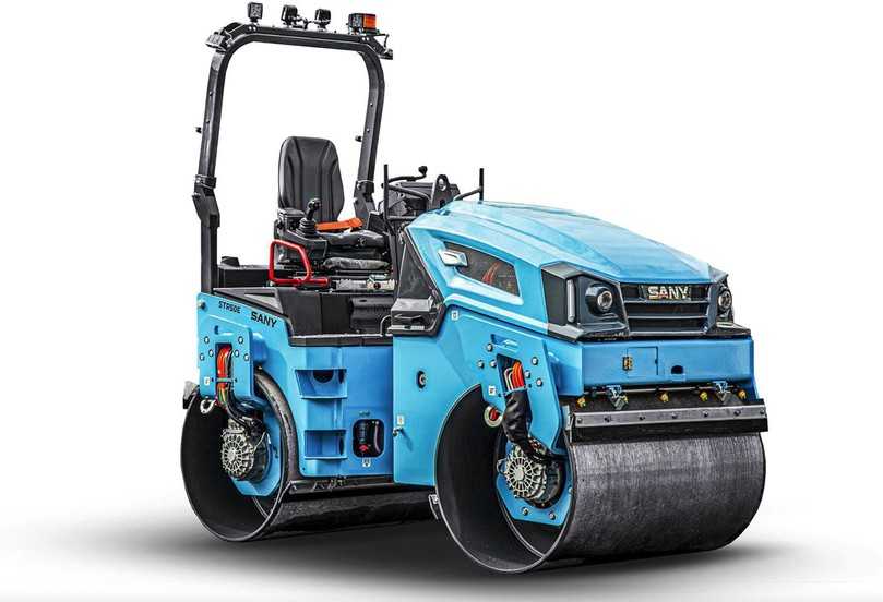 Sany hat die erste vollelektrische 5-Tonnenwalze STR50E vorgestellt (voraussichtlich ab 2026 verfügbar). | Foto: Sany
