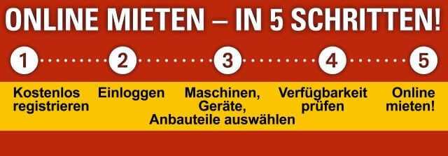 Zur Online-Miete in fünf Schritten: Einfach auf www.zeppelin- rental.de gehen und mit wenigen Klicks verbindlich mieten.