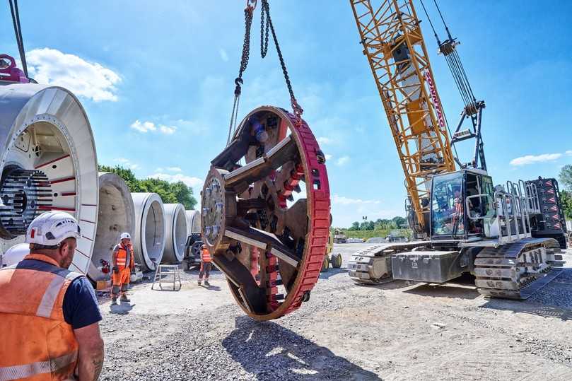 Montage Schneidrad der TBM auf Baustelle | Foto: Sonntag Baugesellschaft Montage Schneidrad der TBM auf Baustelle | Foto: Sonntag Baugesellschaft