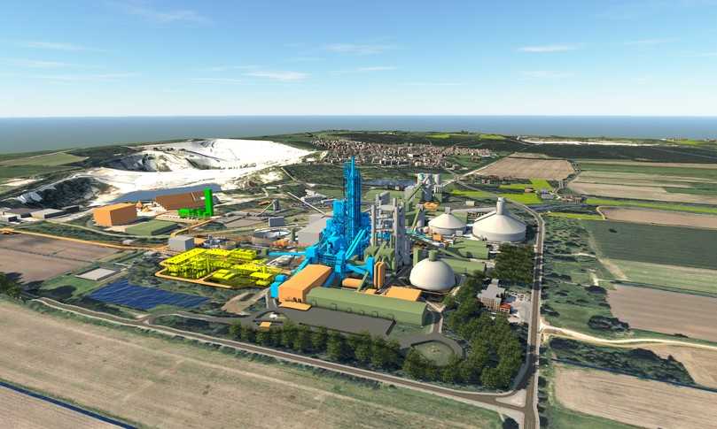 So wird das Zementwerk Lägerdorf im Jahr 2028 aussehen: Farbig hervorgehoben die neue Anlage mit der Ofenlinie 12. | Foto: Holcim So wird das Zementwerk Lägerdorf im Jahr 2028 aussehen: Farbig hervorgehoben die neue Anlage mit der Ofenlinie 12. | Foto: Holcim