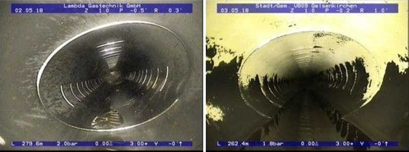 Bilder 3 und 4: Verformungen des Rohrquerschnitts bis ca. 30 % | Foto: ICP mbH Bilder 3 und 4: Verformungen des Rohrquerschnitts bis ca. 30 % | Foto: ICP mbH