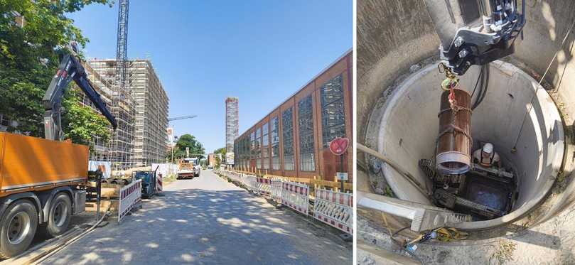 Für das Projekt „Das neue Gartenfeld“ werden die ersten Steinzeug-Vortriebsrohre seit der Wiederaufnahme der Produktion (hier DN 250 bis DN 300) aus dem Werk Bad Schmiedeberg verbaut. | Foto: B_I/Valdix