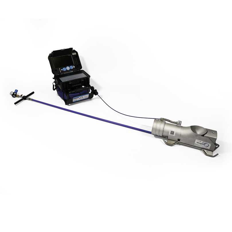 Das Brawo Remote LC-System mit Umlenkbogen, Steuereinheit und Schiebestange für die grabenlose Hausanschluss-Sanierung | Foto: Brawo Systems Das Brawo Remote LC-System mit Umlenkbogen, Steuereinheit und Schiebestange für die grabenlose Hausanschluss-Sanierung | Foto: Brawo Systems