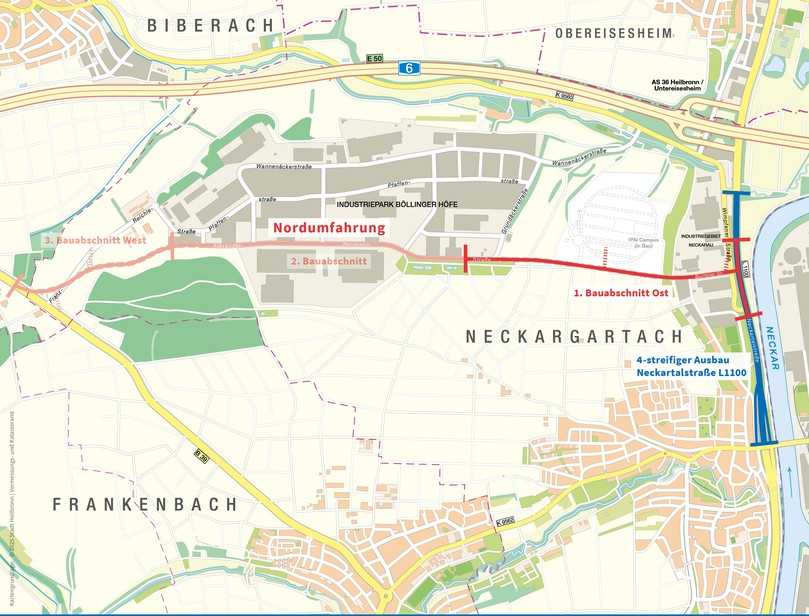 Die Nordumfahrung Heilbronn: Der Abschnitt der Neckartalstraße wird vierstreifig ausgebaut. | Foto: Stadt Heilbronn