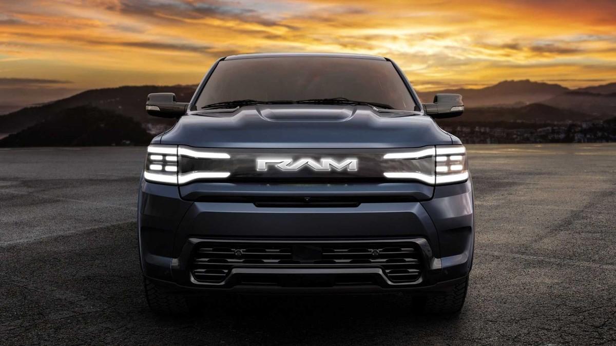 Die hoch aufragende Frontpartie mit futuristischem Ram-Schriftzug und der markanten Beleuchtung haben einen hohen Wiedererkennungswert. | Foto: Ram Truck Die hoch aufragende Frontpartie mit futuristischem Ram-Schriftzug und der markanten Beleuchtung haben einen hohen Wiedererkennungswert. | Foto: Ram Truck