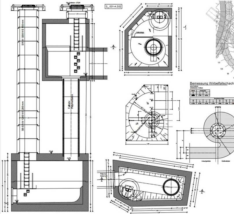 Zeichnung Wirbelfallschacht | Foto: Berding Beton Zeichnung Wirbelfallschacht | Foto: Berding Beton