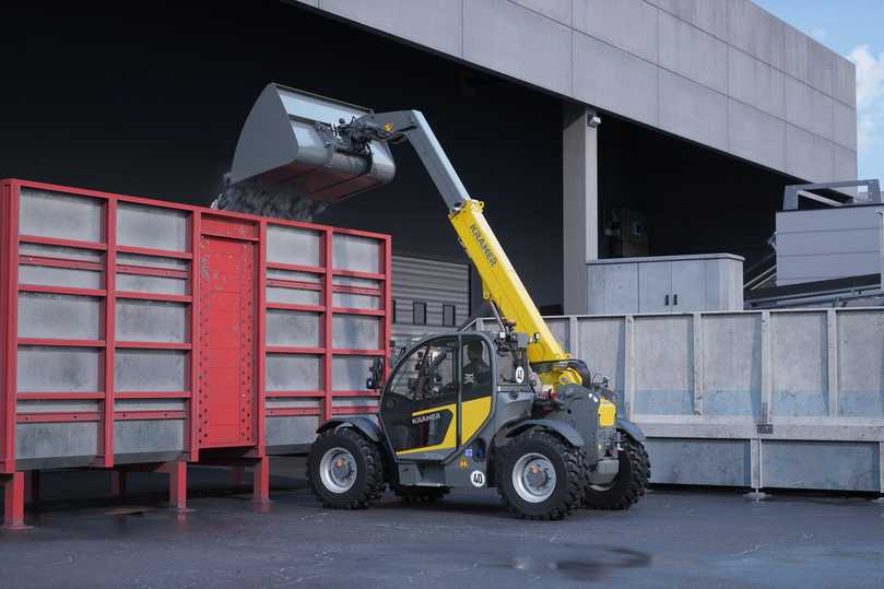 Premiere auf der bauma 2025: Der neue Teleskoplader 3106 hebt Lasten von bis zu 3.100 Kilogramm auf 5,80 Meter Höhe. | Foto: Kramer
