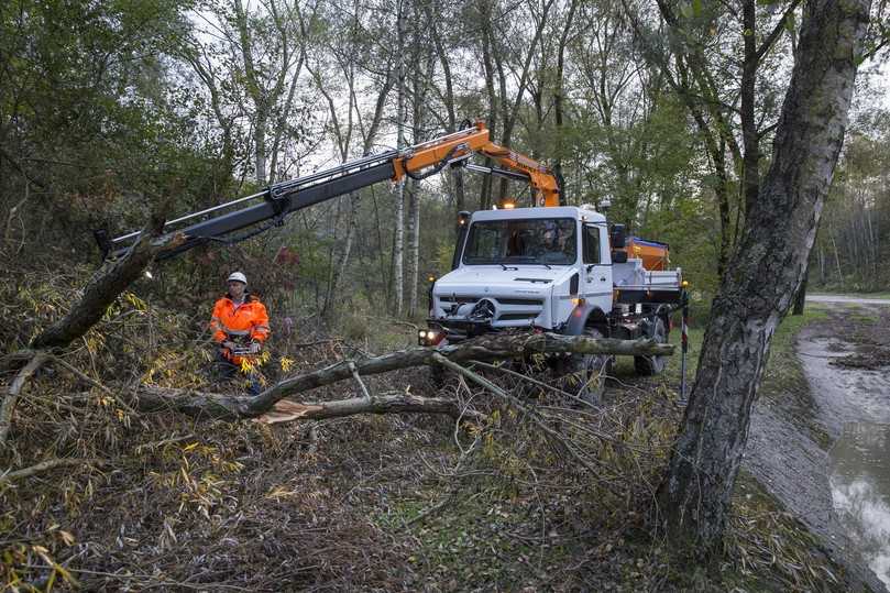 Aus der hochgeländegängigen Baureihe wird ein Unimog U 5023 präsentiert. | Foto: Daimler Truck AG