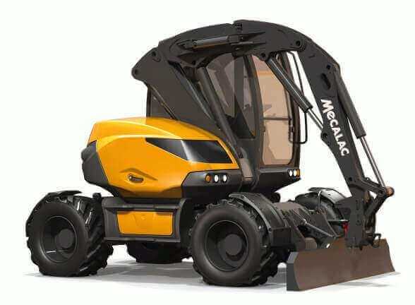 Mecalacs Designstudie MWR weist mit tiefem Schwerpunkt und reduziertem Oberwagen verblüffende Parallelen zum neuen JCB-Bagger auf. | Bild: Mecalac Mecalacs Designstudie MWR weist mit tiefem Schwerpunkt und reduziertem Oberwagen verblüffende Parallelen zum neuen JCB-Bagger auf. | Bild: Mecalac