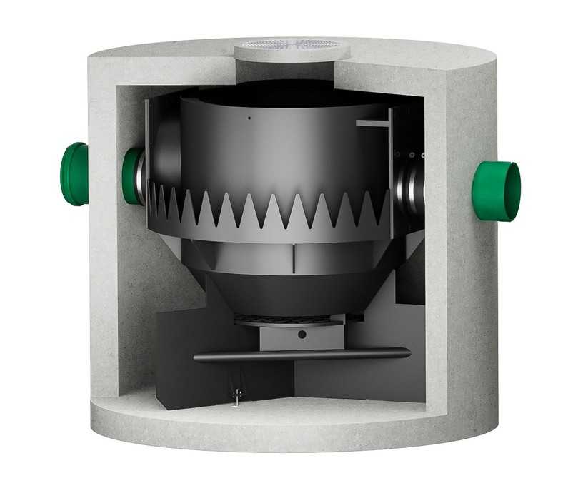 Abb. 2: Hydrodynamische Abscheider wie der Hydroshark von 3P Technik verbinden kompakte Abmessungen mit einem hohen Wirkungsgrad bei der Regenwasserbehandlung. Sie eignen sich daher sehr gut auch in dicht bebauten Gebieten. | Foto: 3P Technik