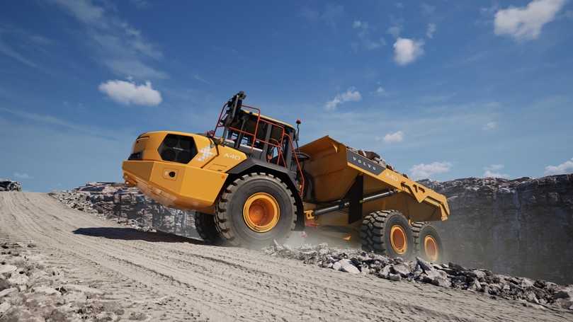 Volvos E-Dumper A40 Electric können die Besucher der Steinexpo ebenfalls auf dem Messestand begutachten. | Foto: Volvo CE Volvos E-Dumper A40 Electric können die Besucher der Steinexpo ebenfalls auf dem Messestand begutachten. | Foto: Volvo CE