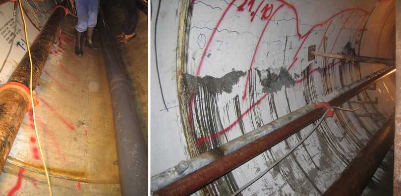 Abbildung 8: Längsrisse in der Sohle und im Kämpfer, Abplatzungen im Kämpfer innen | Foto: Ing.-Büro Dr. Uffmann Abbildung 8: Längsrisse in der Sohle und im Kämpfer, Abplatzungen im Kämpfer innen | Foto: Ing.-Büro Dr. Uffmann