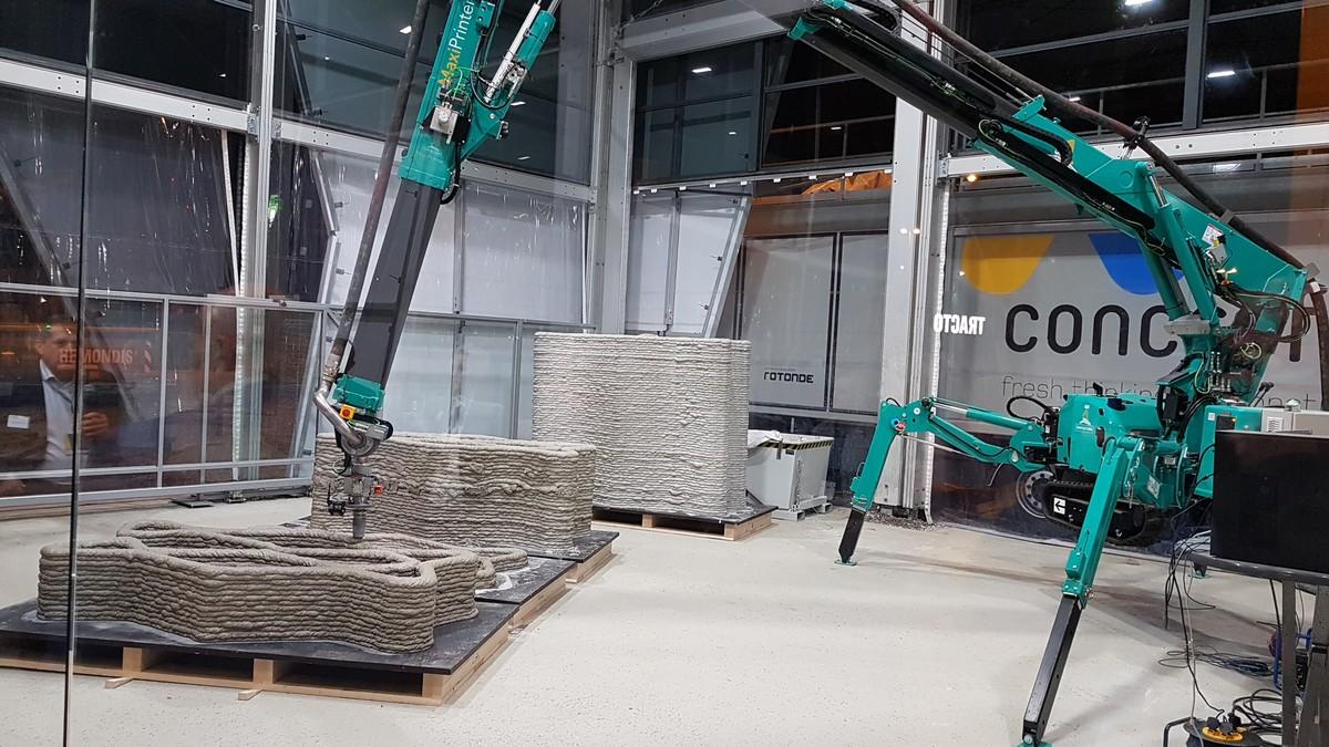 Umdasch Ventures, Schwesterunternehmen von Doka, demonstrierte das Drucken von "echtem" Beton. | Foto: B_I/bb