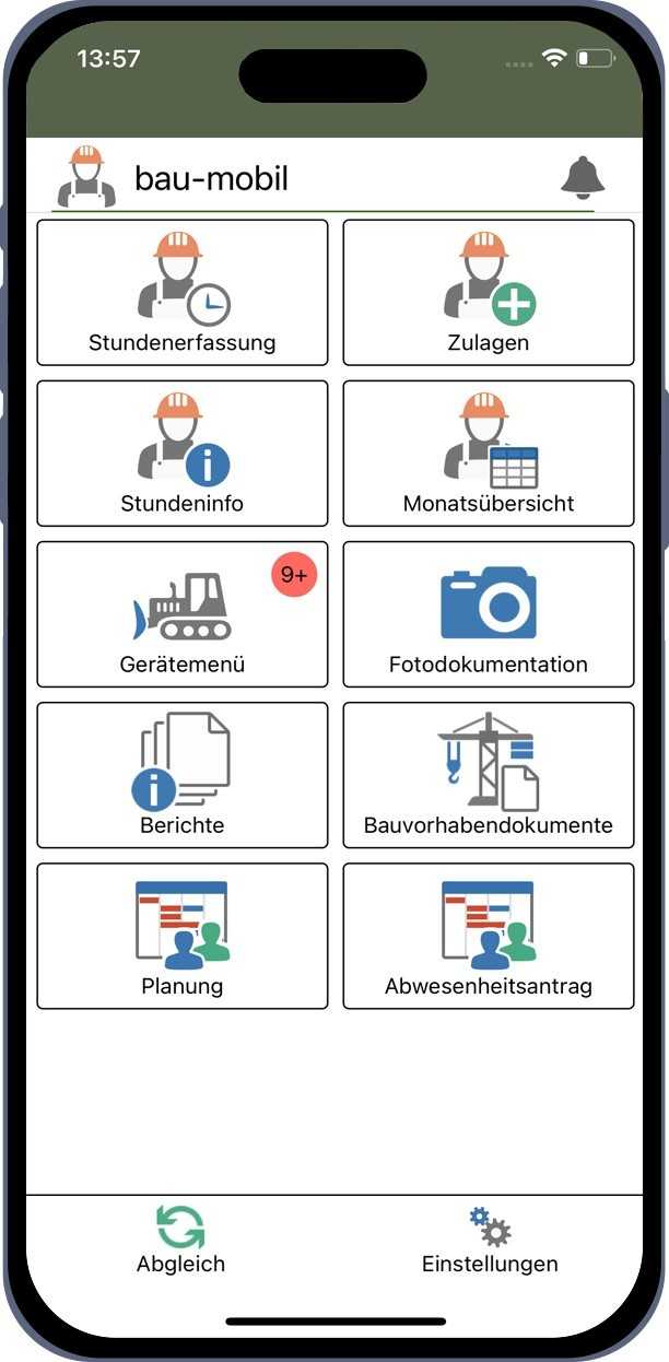 Die Software Bau-mobil: übersichtliche und einfache Anwendung im Hauptmenu. | Foto: Sanierungstechnik Dommel