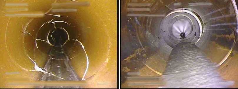 Die Altkanäle wiesen deutliche Schäden auf, darunter Längs- und Querrisse sowie Wurzeleinwüchse. Deutliche Muffenversätze führten zu hydraulischen Engstellen und statischen Schwachstellen. | Foto: Sanierungstechnik Dommel Die Altkanäle wiesen deutliche Schäden auf, darunter Längs- und Querrisse sowie Wurzeleinwüchse. Deutliche Muffenversätze führten zu hydraulischen Engstellen und statischen Schwachstellen. | Foto: Sanierungstechnik Dommel