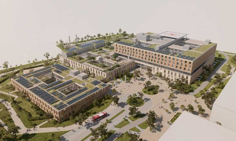 Der moderne Klinikkomplex mit begrünten Dächern und nachhaltigem Energiekonzept | Foto: Nickl & Partner Der moderne Klinikkomplex mit begrünten Dächern und nachhaltigem Energiekonzept | Foto: Nickl & Partner