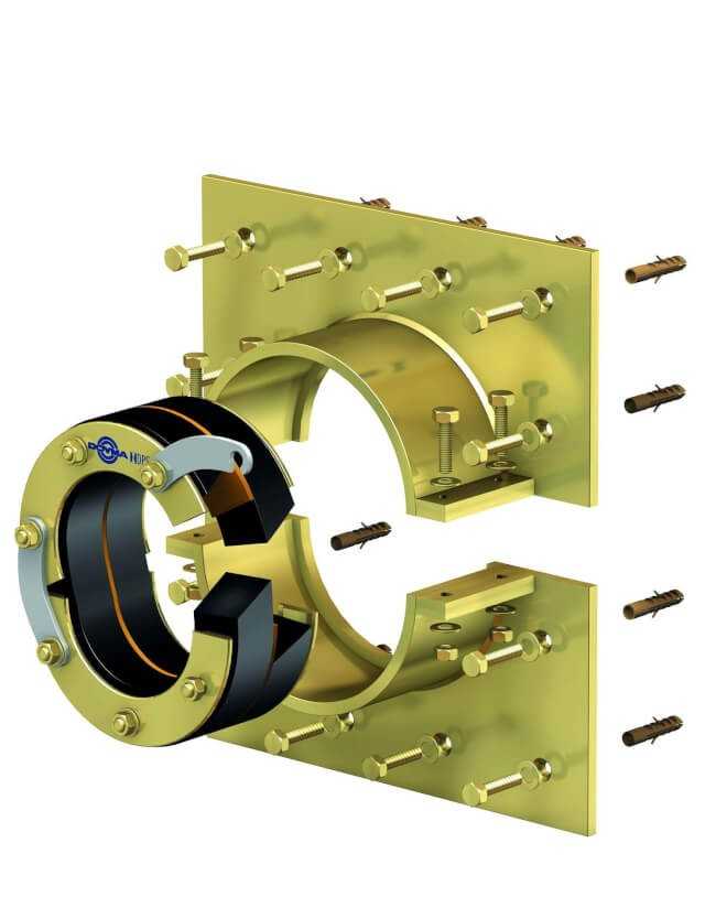 Abdichtung vor der Wand mittels Flanschplatte Abdichtung vor der Wand mittels Flanschplatte