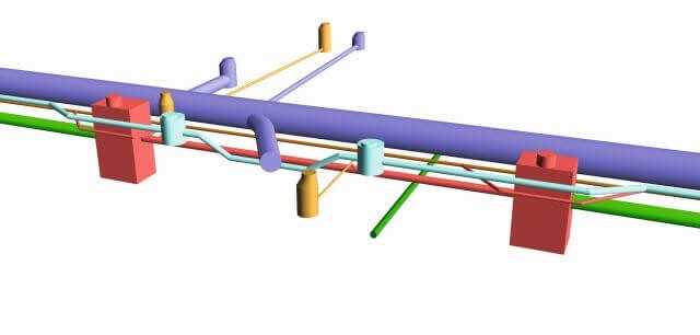 Darstellung offene Bauweise zwischen zwei Zielschächten – 3D-Modell BIM | Grafik: Dipl.-Ing.Gajowski GmbH Darstellung offene Bauweise zwischen zwei Zielschächten – 3D-Modell BIM | Grafik: Dipl.-Ing.Gajowski GmbH