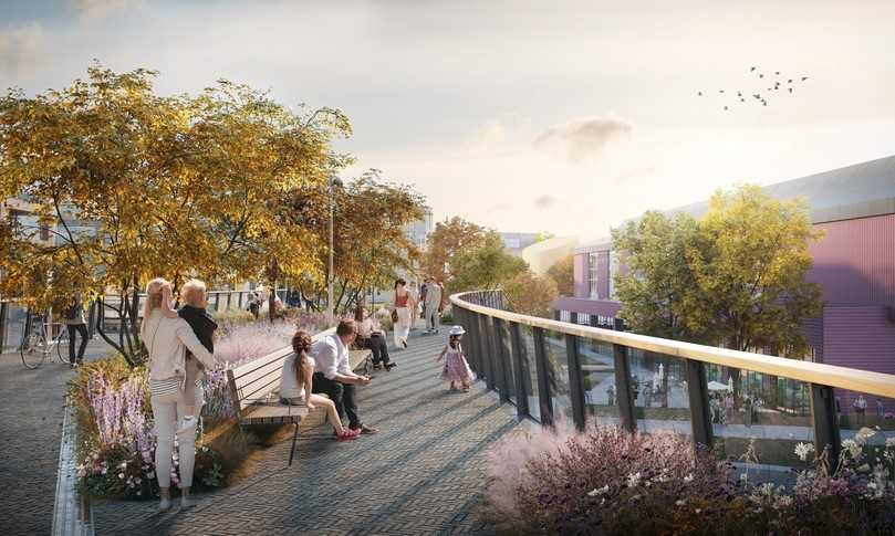 Die „Passerelle“ soll mit viel Begrünung und anderen Annehmlichkeiten zum Innehalten einladen. | Foto: Stast Zwolle Die „Passerelle“ soll mit viel Begrünung und anderen Annehmlichkeiten zum Innehalten einladen. | Foto: Stast Zwolle