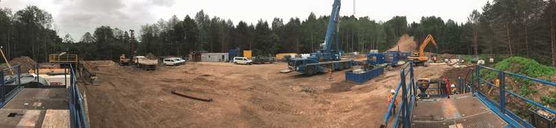 Umbau des Bohrplatzes nach Bohrlinienänderung | Foto: LMR Drilling Umbau des Bohrplatzes nach Bohrlinienänderung | Foto: LMR Drilling