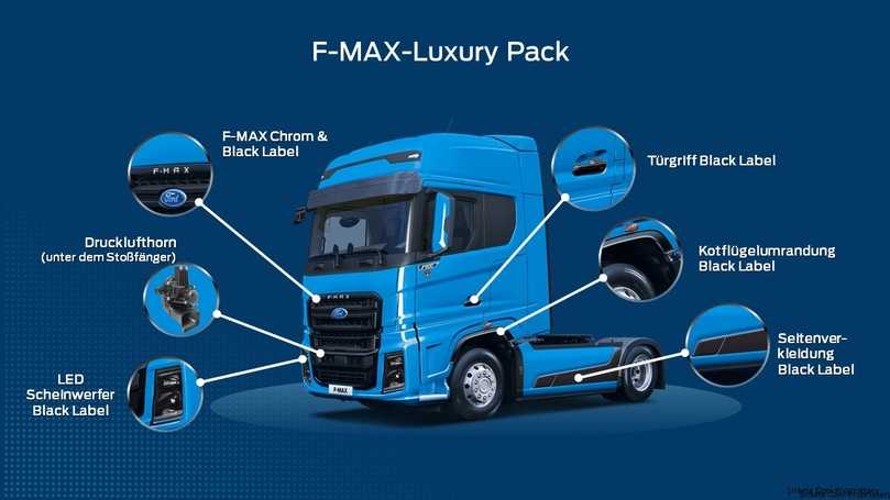 An mehreren Stellen hat Ford Trucks das Design seiner F-MAX-Sattelzugmaschine angepackt und mit schwarzen Stilelementen aufgewertet. | Foto: Ford Trucks An mehreren Stellen hat Ford Trucks das Design seiner F-MAX-Sattelzugmaschine angepackt und mit schwarzen Stilelementen aufgewertet. | Foto: Ford Trucks