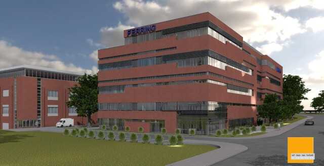 Das Ferring-Gebäude ist eines der größten, die Karstens bisher gebaut hat. | Visualisierung: obs/Ferring Arzneimittel GmbH/KI Architekten Kiel