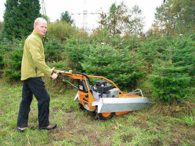 Um die unteren Äste der Weihnachtsbäume zu schützen, hat Heiner Lorenz seinen mit AS-Kreuzmessersystem ausgestatteten Allmäher AS 65 in der Ausführung mit Astabweiser in Betrieb. Um die unteren Äste der Weihnachtsbäume zu schützen, hat Heiner Lorenz seinen mit AS-Kreuzmessersystem ausgestatteten Allmäher AS 65 in der Ausführung mit Astabweiser in Betrieb.