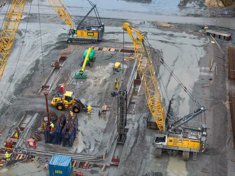 Die Schlitzwandarbeiten für die Zielbaugrube wurden im Februar 2025 erfolgreich abgeschlossen. | Foto: Porr