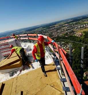 Flachdach-Dämmung in 237 Metern Höhe
