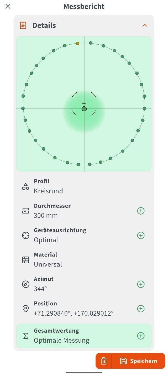 Messbericht in der App | Foto: Bluelight GmbH