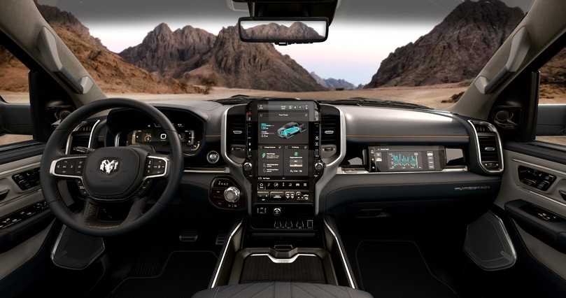 Ein Cockpit fast wie im Kleinflugzeug. Mehrere Displays in unterschiedlicher Größe lassen Fahrer und Beifahrer wissen, was Sache ist. | Foto: RAM Truck Ein Cockpit fast wie im Kleinflugzeug. Mehrere Displays in unterschiedlicher Größe lassen Fahrer und Beifahrer wissen, was Sache ist. | Foto: RAM Truck