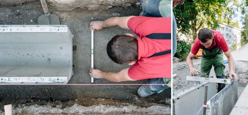 Für den fachgerechten Einbau des Entwässerungssystem wird der Untergrund vorbereitet. | Foto: Hauraton