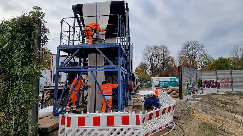 Zu den Herausforderungen dieser Maßnahme gehörten die beengten Platzverhältnisse auf der Baustelle. | Foto: Aarsleff Zu den Herausforderungen dieser Maßnahme gehörten die beengten Platzverhältnisse auf der Baustelle. | Foto: Aarsleff