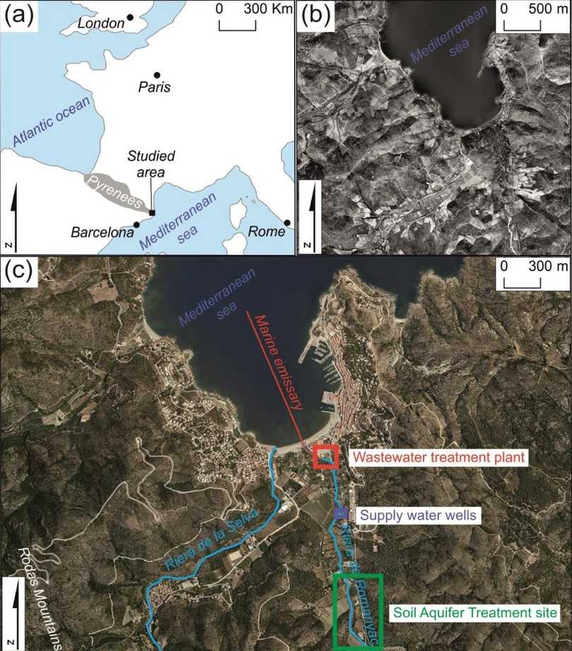 Studiengebiet Port de la Selva: Übersichtskarte mit Abwasseraufbereitung, Grundwasserbrunnen und Boden-Aquifer-Behandlungsanlage zur nachhaltigen Wassernutzung. | Foto: Seequent
