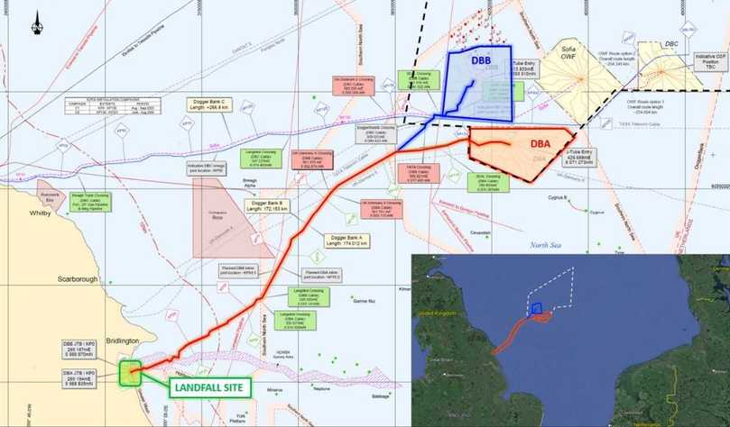 Lage der Off-Shore-Windparks in der Nordsee und der Anlandung bei Bridlington | Foto: LMR Drilling Lage der Off-Shore-Windparks in der Nordsee und der Anlandung bei Bridlington | Foto: LMR Drilling