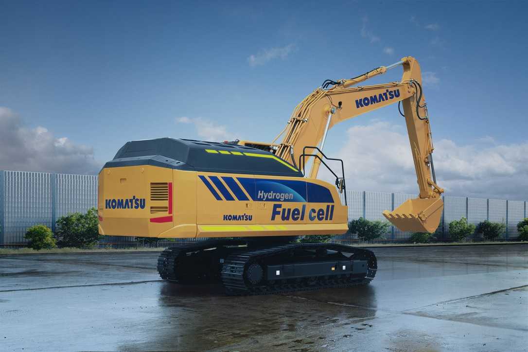 Komatsu plant Hydraulikbagger und Muldenkipper mit Wasserstoff-Brennstoffzelle Komatsu plant Hydraulikbagger und Muldenkipper mit Wasserstoff-Brennstoffzelle