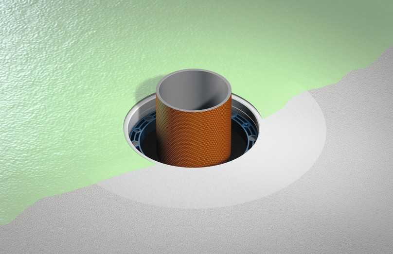 Abdichtsystem mit Klebeflansch für Klüssigkunststoffe (FLK) | Foto: Doyma Abdichtsystem mit Klebeflansch für Klüssigkunststoffe (FLK) | Foto: Doyma