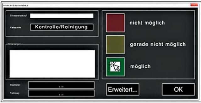Bild 2a: Unkompliziert aufgebautes Display des mobilen Endgerätes. Schritt 1: Kontrolle / Reinigung möglich