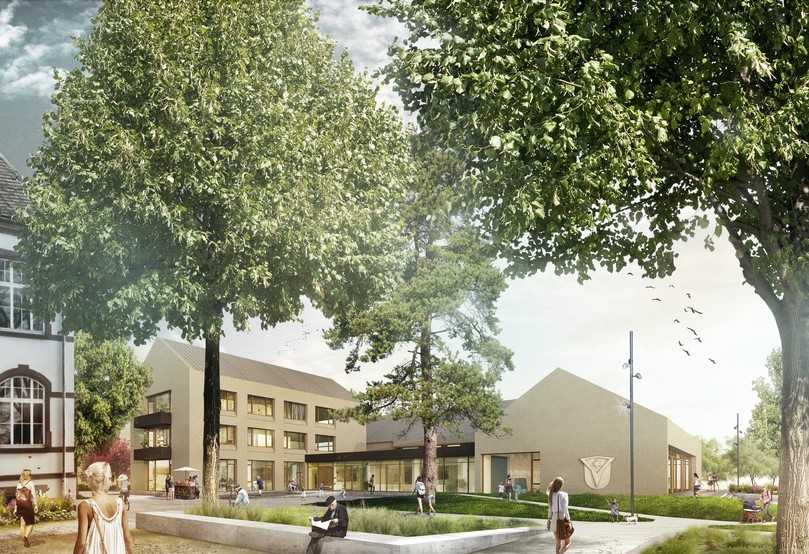 Das neue Forum am Rathaus: ein Gebäudeensemble mit einer Halle für Sport, Kultur und Zusammenkünften, einer Mediathek sowie einem Verwaltungstrakt. | Foto: www.monokrom.eu