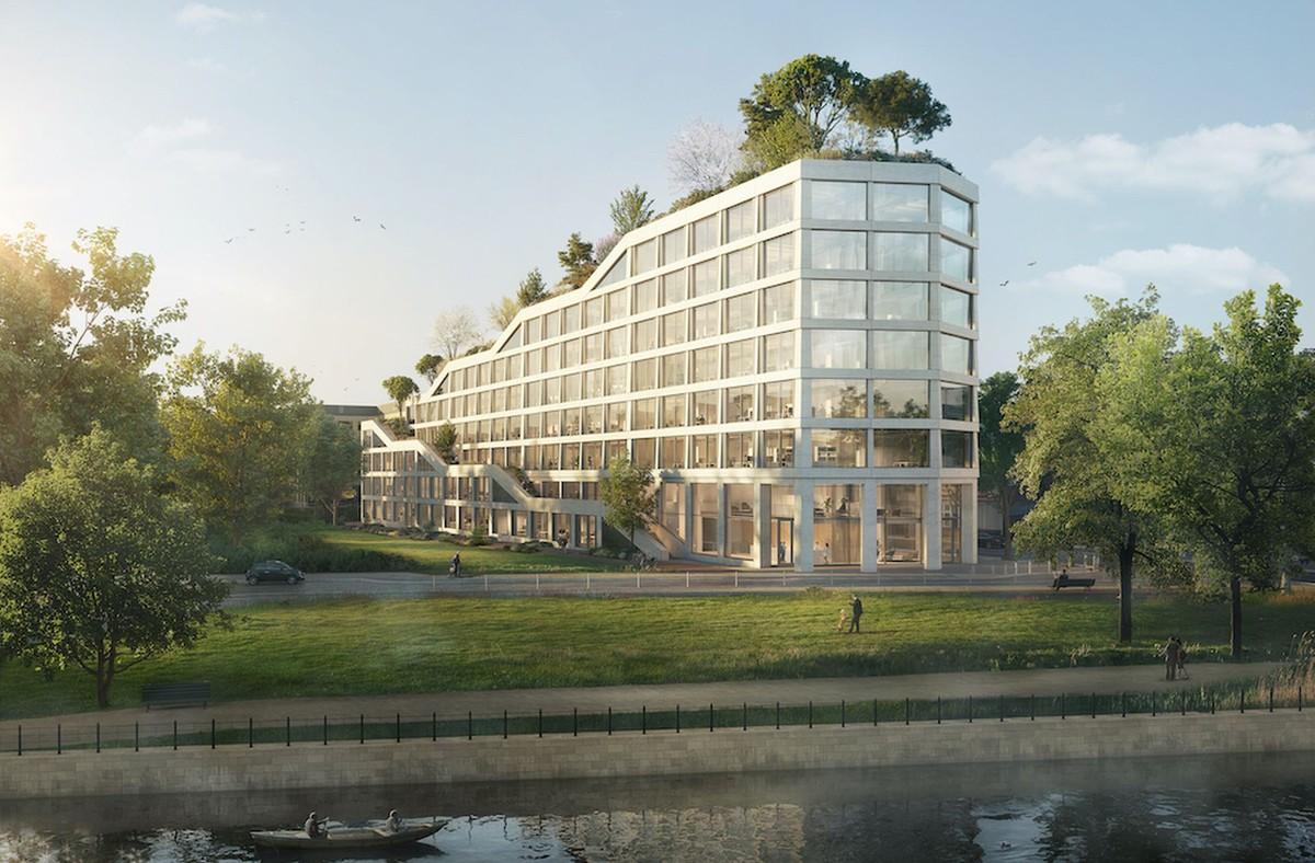 Das Gebäude soll nicht nur die Grenzen zwischen Stadt und Natur sowie Innen- und Außenbereichen verschwimmen lassen, sondern bietet 12.000 Quadratmeter Bürofläche für bis zu 1.000 Arbeitsplätze. | Foto: Bauwens