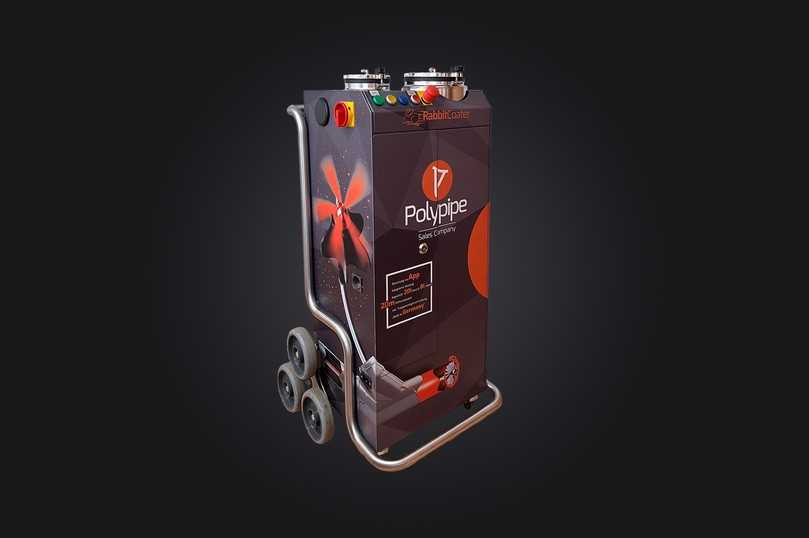 Die parallel entwickelt Maschine hat ihren großen Auftritt: Der RabbitCoater präsentiert sich im einprägsamen Design auf der Messe. | Foto: Polypipe Die parallel entwickelt Maschine hat ihren großen Auftritt: Der RabbitCoater präsentiert sich im einprägsamen Design auf der Messe. | Foto: Polypipe