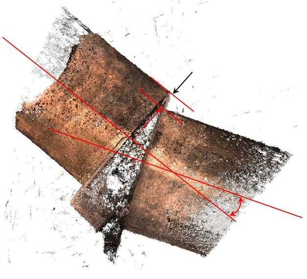 Ermittlung von Schadensquantifizierungen, hier der Muffenverschiebung, aus der 3D-Rekonstruktion des befahrenen Kanals | Foto: IBAK Ermittlung von Schadensquantifizierungen, hier der Muffenverschiebung, aus der 3D-Rekonstruktion des befahrenen Kanals | Foto: IBAK