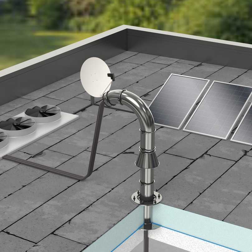 Die Schwanenhals-Dachdurchführung von UGA ist flexibel und zuverlässig dicht. | Foto: UGA System-Technik Die Schwanenhals-Dachdurchführung von UGA ist flexibel und zuverlässig dicht. | Foto: UGA System-Technik